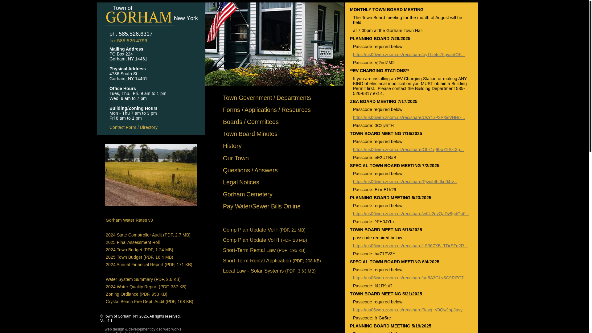 website screenshot of https://townofgorhamny.gov/