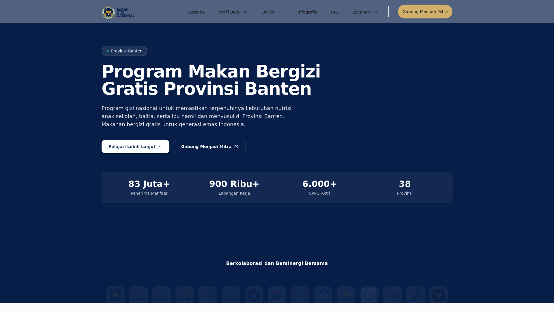 website screenshot of https://mbgbantenprov.com