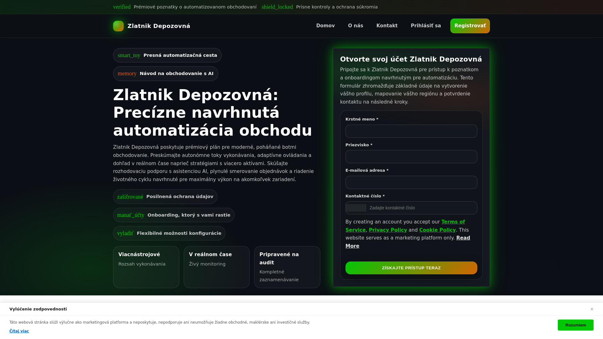website screenshot of https://zlatnikdepozovna-click.pages.dev/