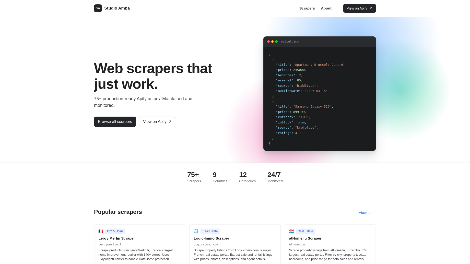 website screenshot of https://studioamba.pages.dev/