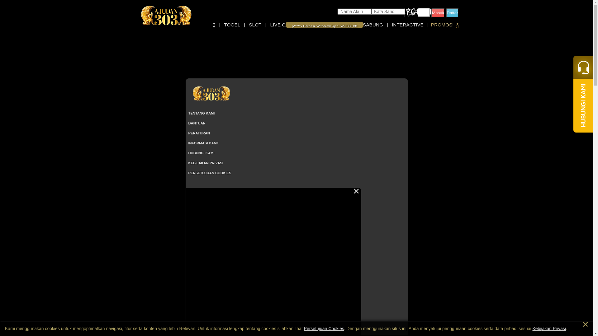 website screenshot of https://ajudan303hoki.com/