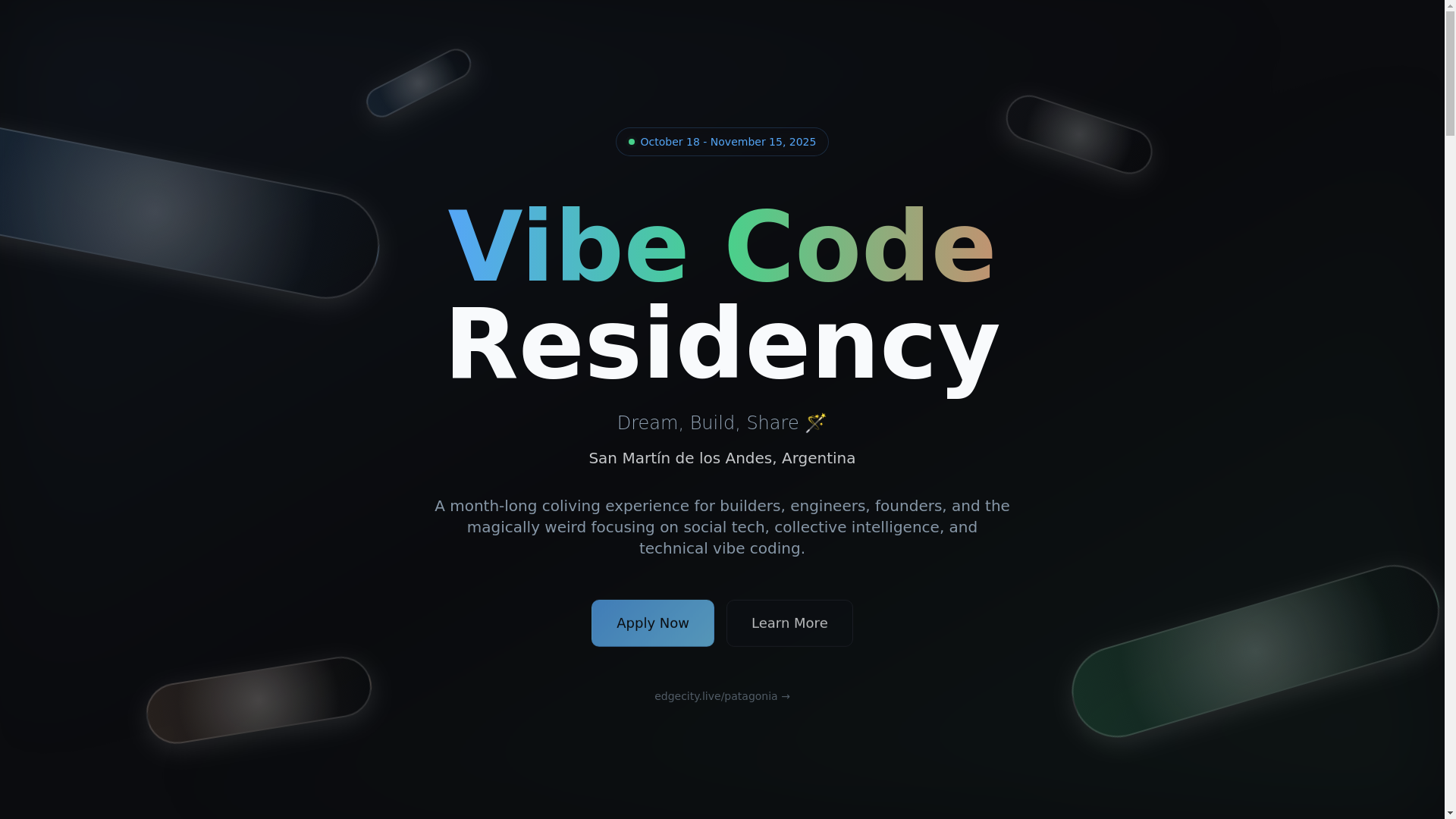 website screenshot of https://vibecoderesidency.com/