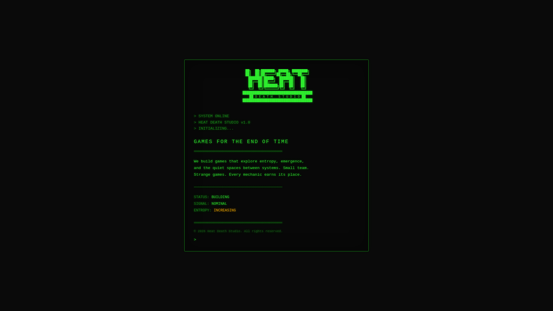 website screenshot of https://heatdeath.pages.dev/