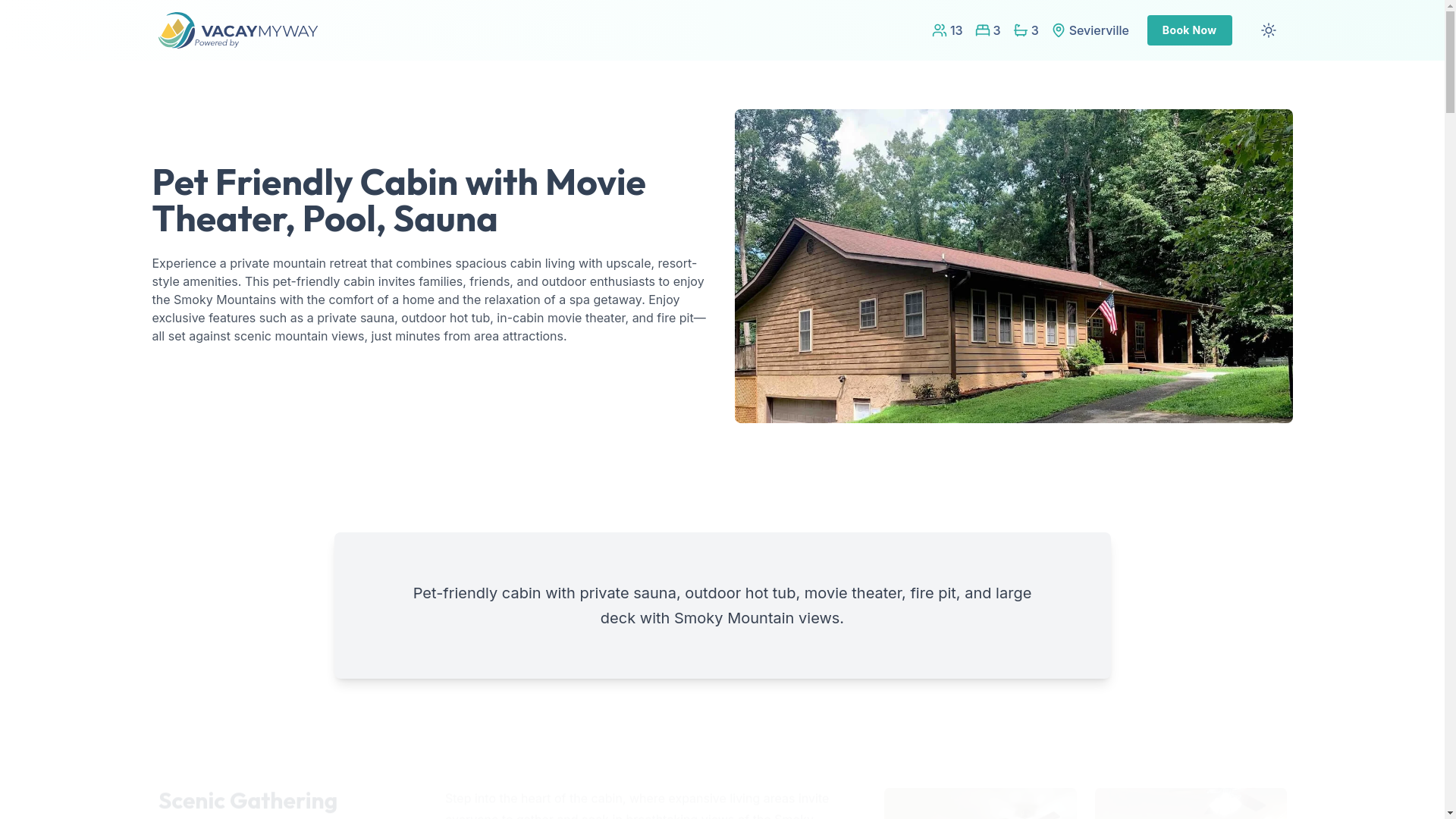 website screenshot of https://tranquilsmokys.vacations/
