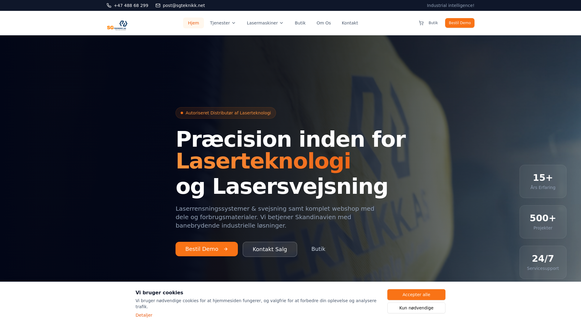 website screenshot of https://sgteknikk.dk