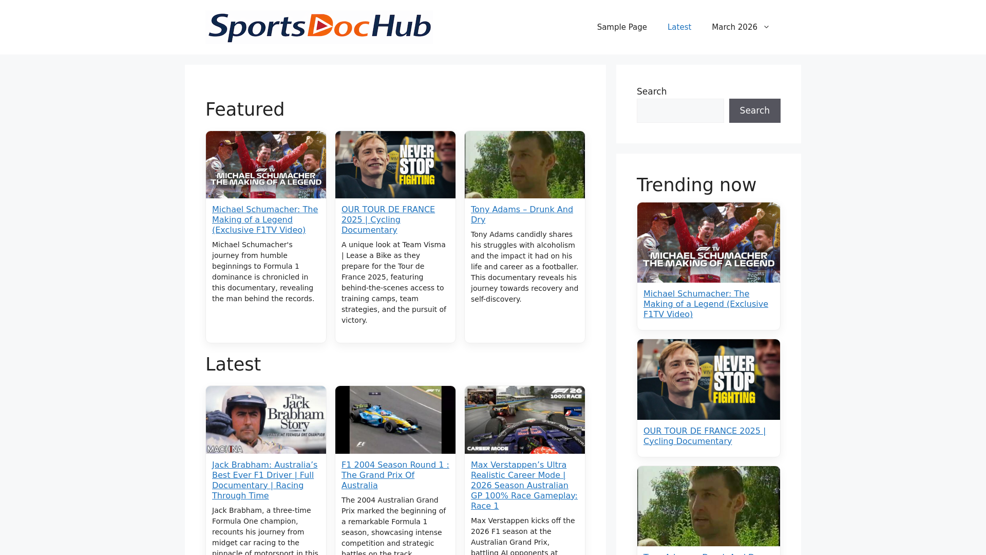 website screenshot of https://sportsdochub.com/