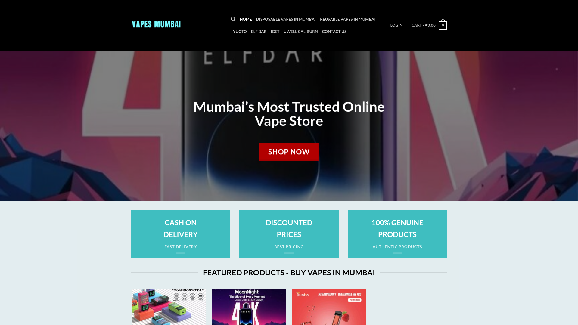 website screenshot of https://vapesmumbai.com