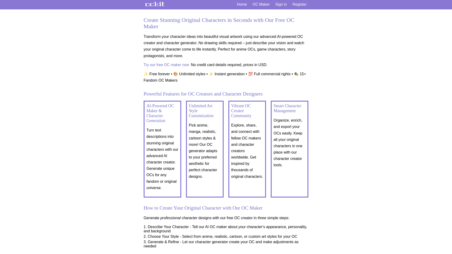 website screenshot of https://ockit.app/