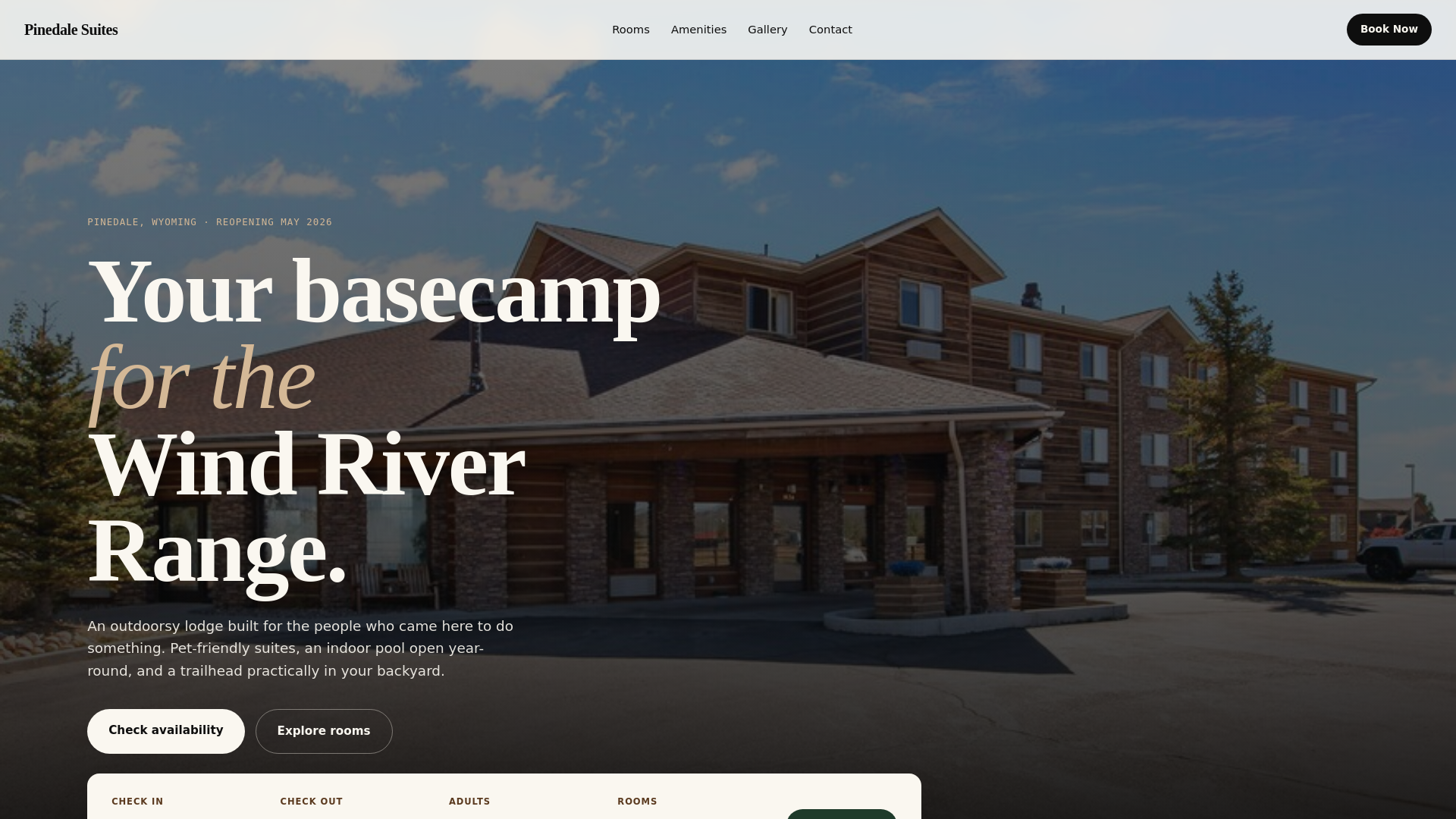website screenshot of https://pinedalesuites.pages.dev/