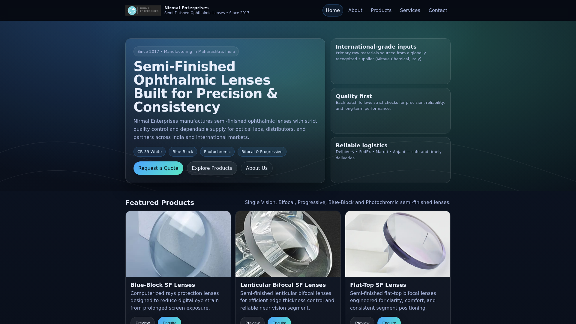 website screenshot of https://nirmalenterprises.pages.dev/