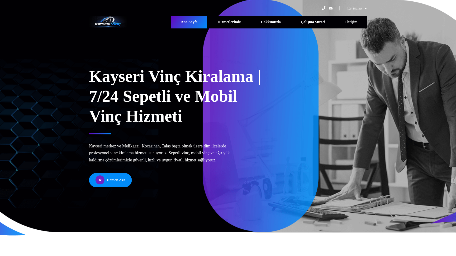 website screenshot of https://kayserivinc.net.tr/