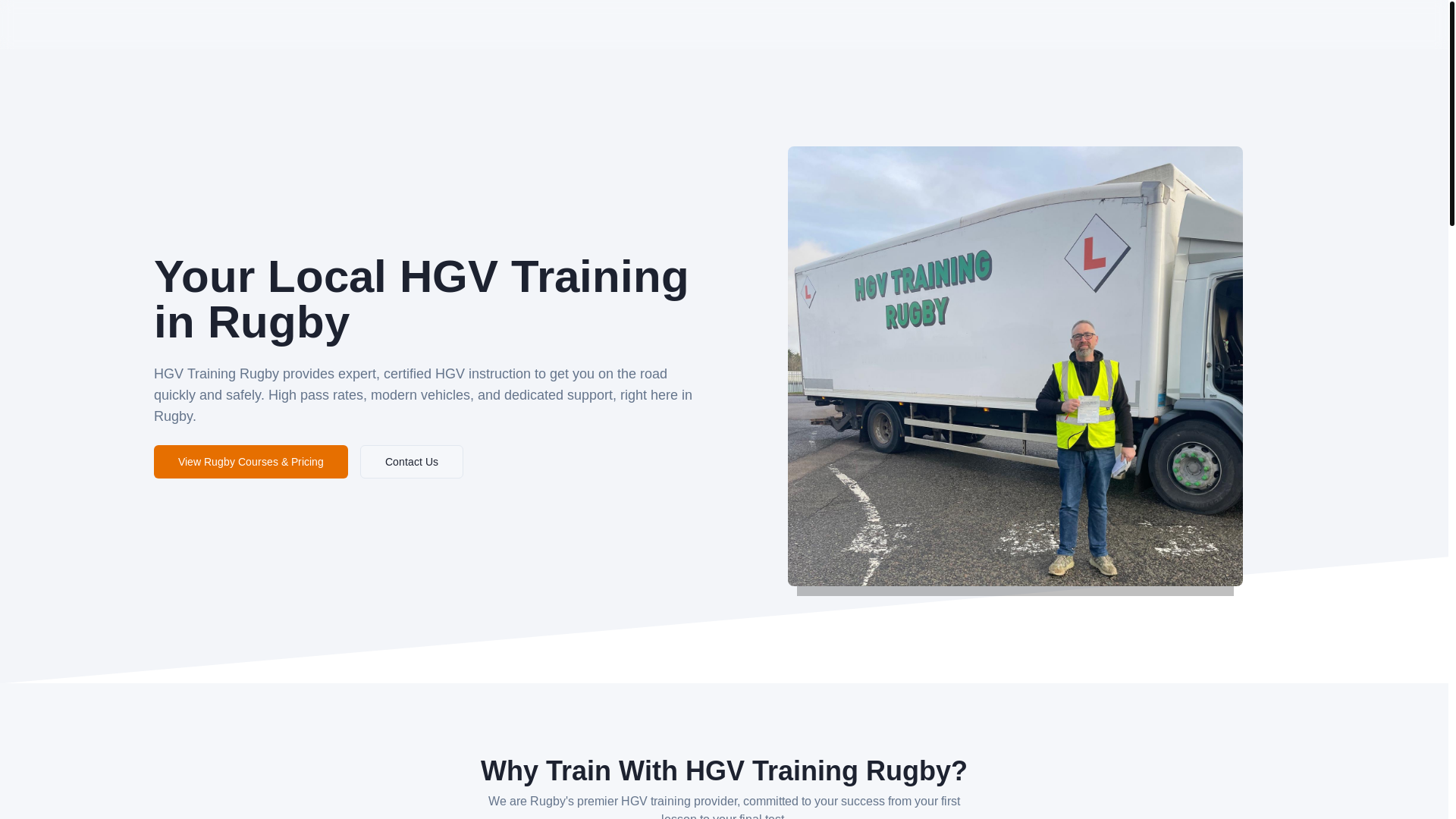 website screenshot of https://hgvtraining-rugby.co.uk/