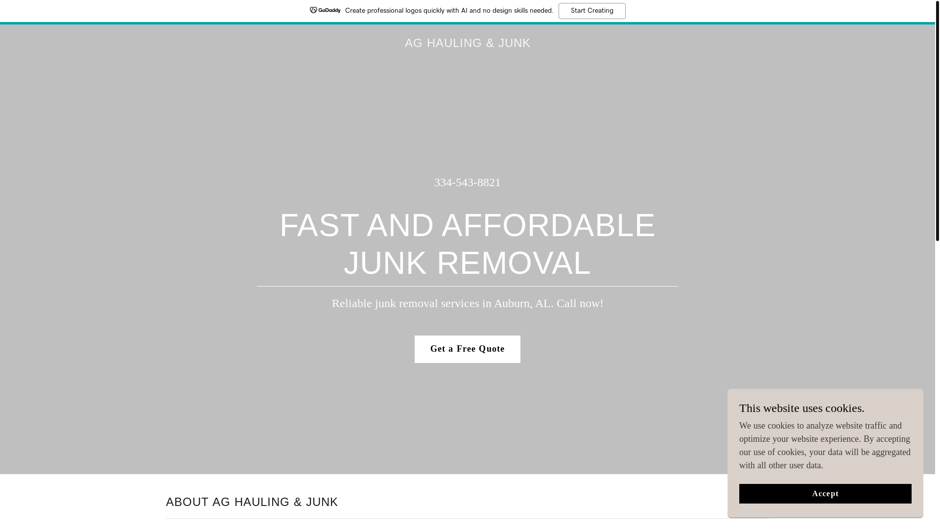 website screenshot of https://aghaulingjunk.com/