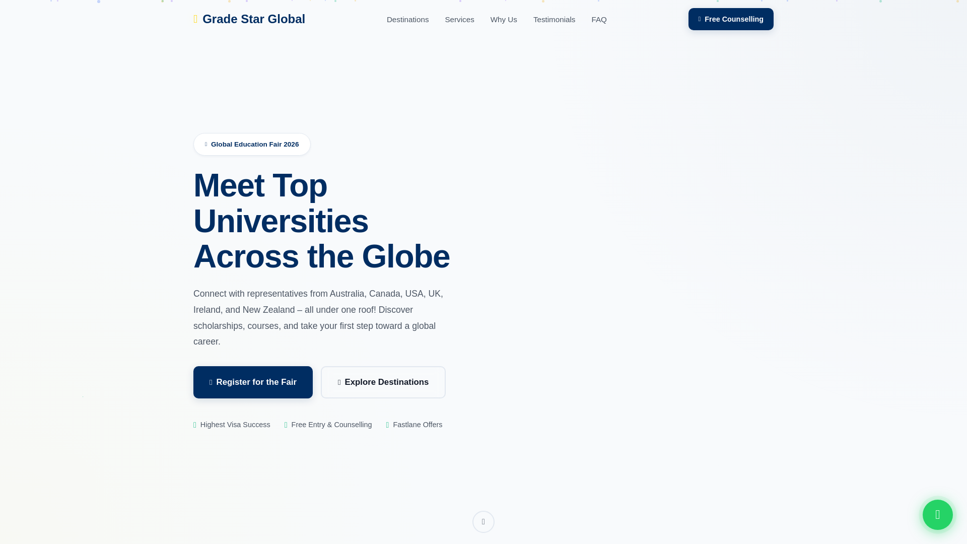 website screenshot of https://gradestarglobal.in/