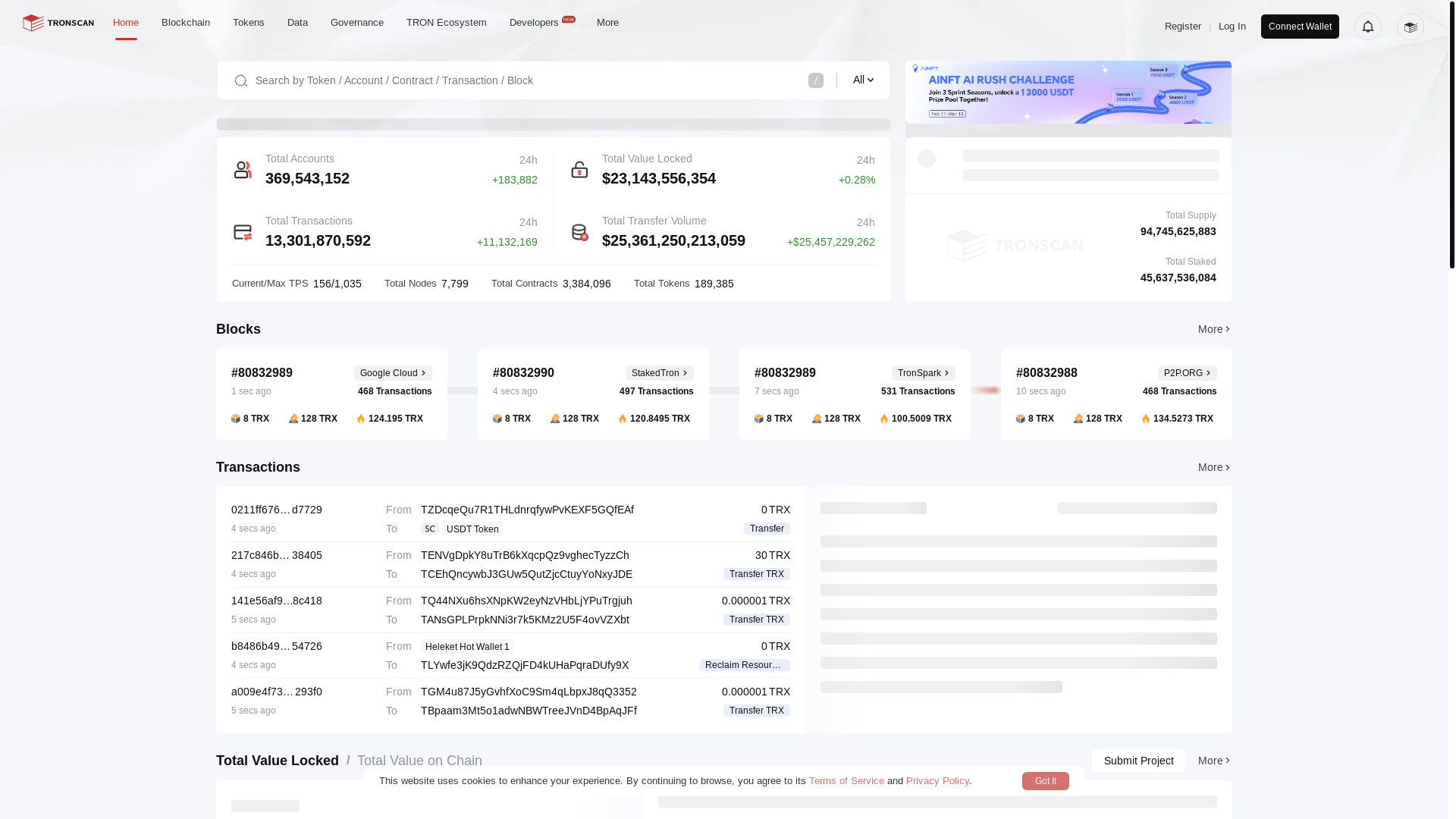 website screenshot of http://tronscan.io/