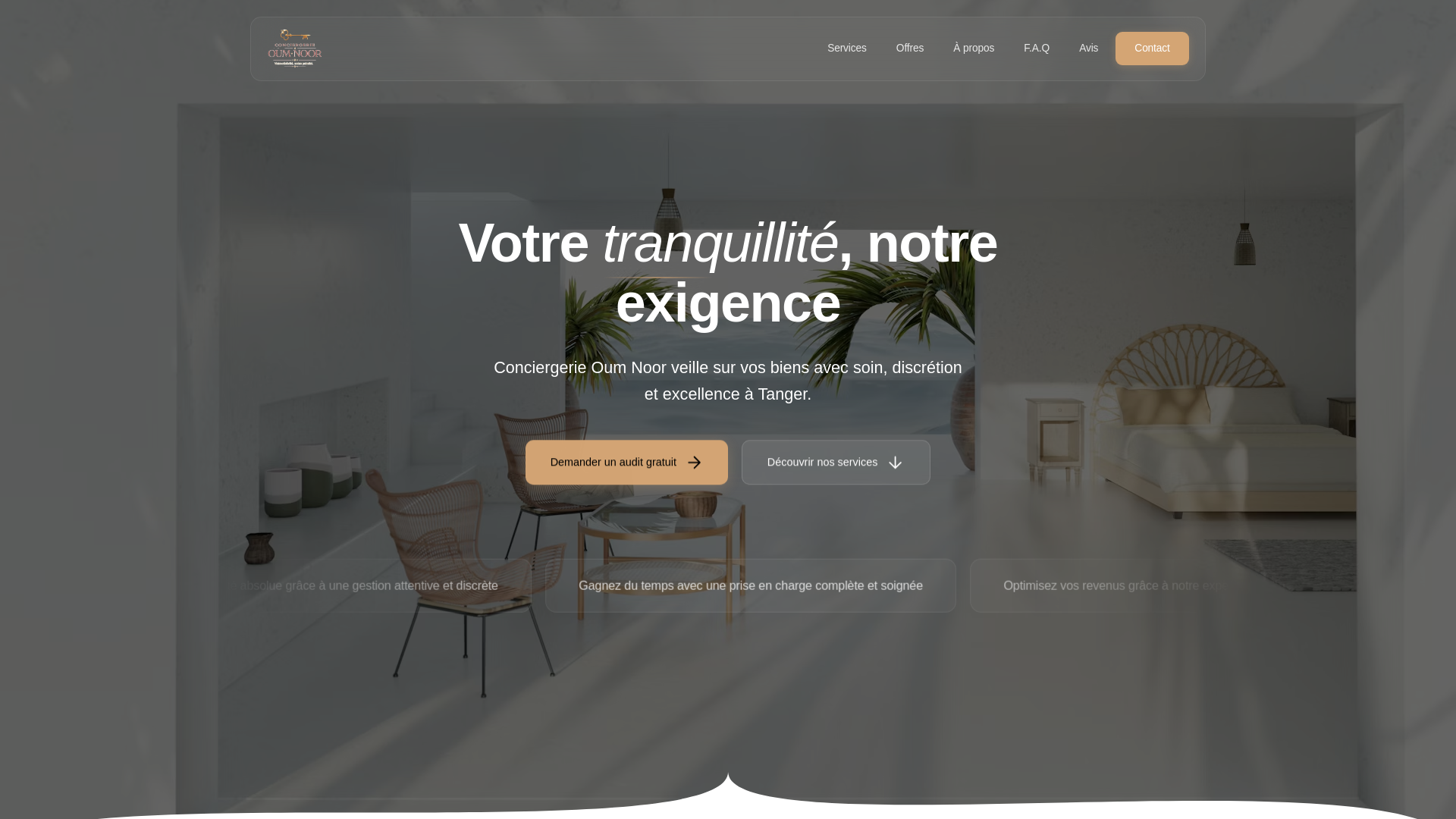 website screenshot of https://oumnoorconciergerie.com/