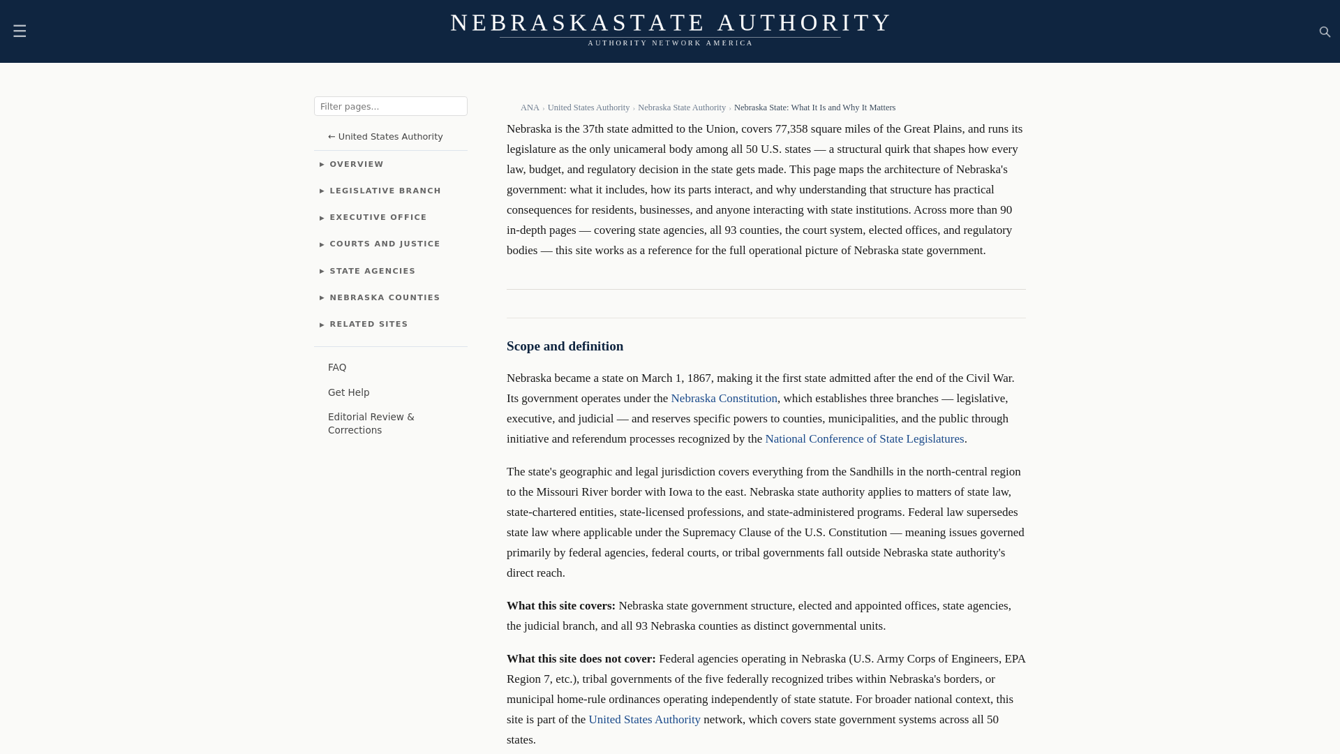 website screenshot of https://nebraskastateauthority.com