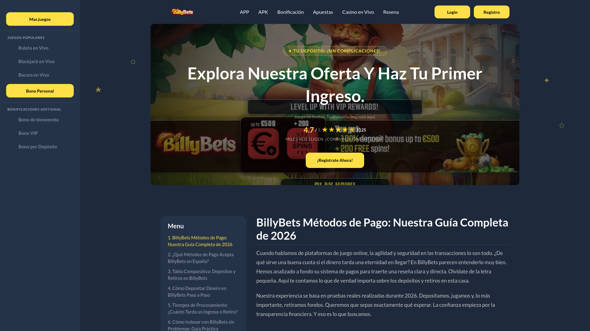 website screenshot of https://billybets-deposito-es.com