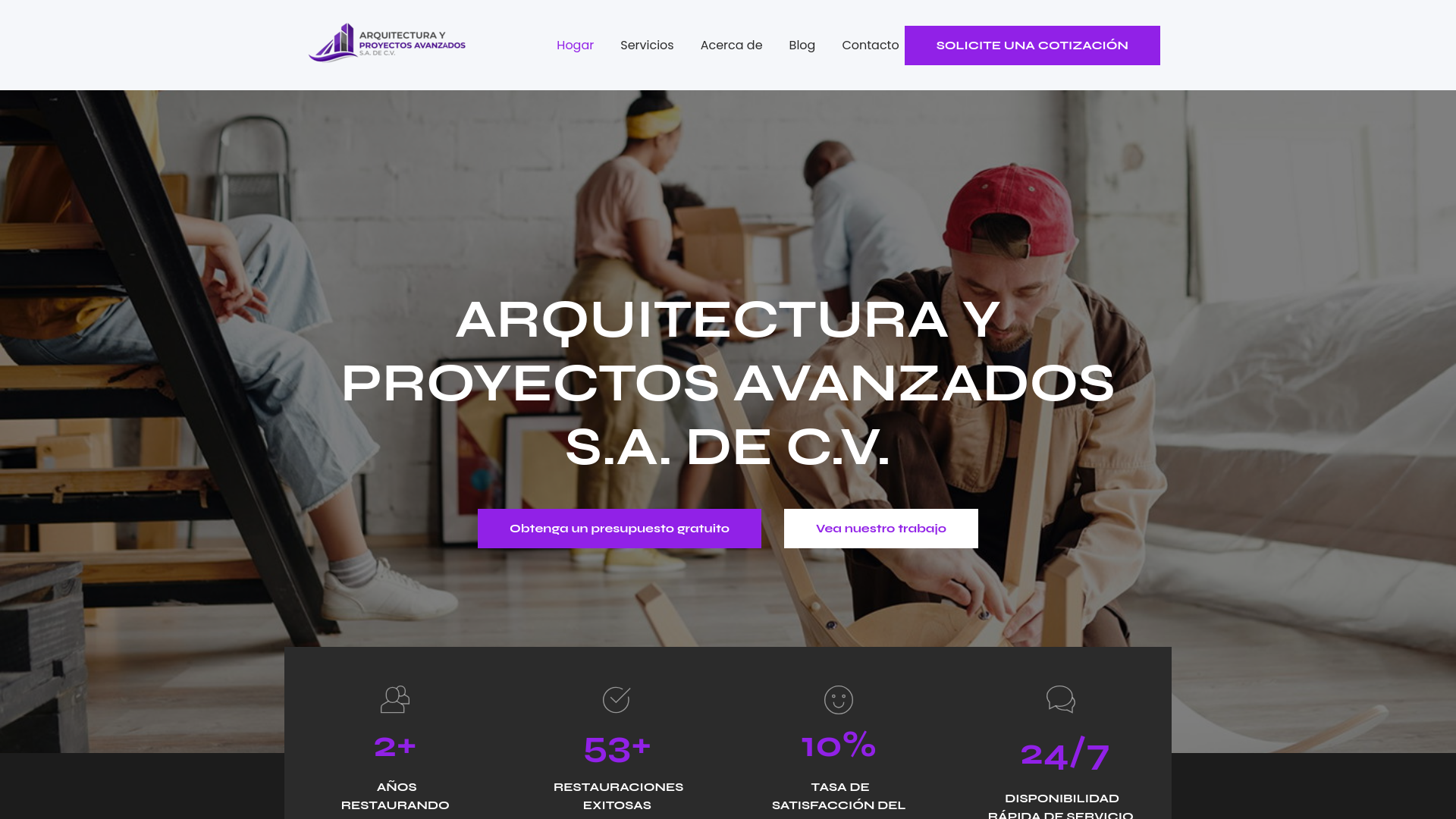 website screenshot of https://proyectosavanzados.com/