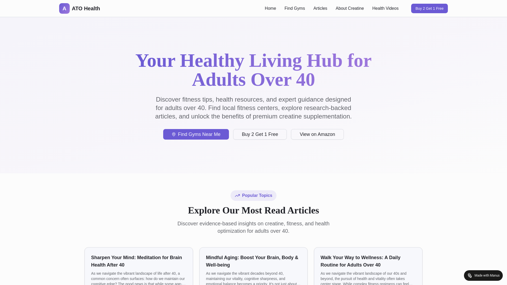 website screenshot of https://fitnessover40.fitness/