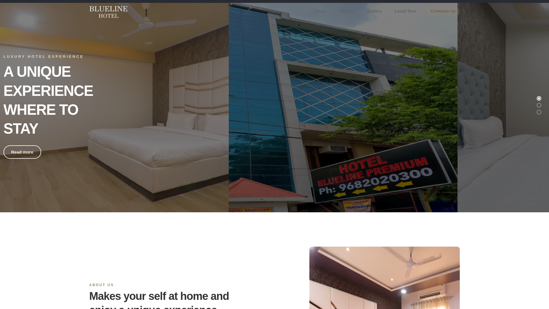 website screenshot of https://hotelblueline.in