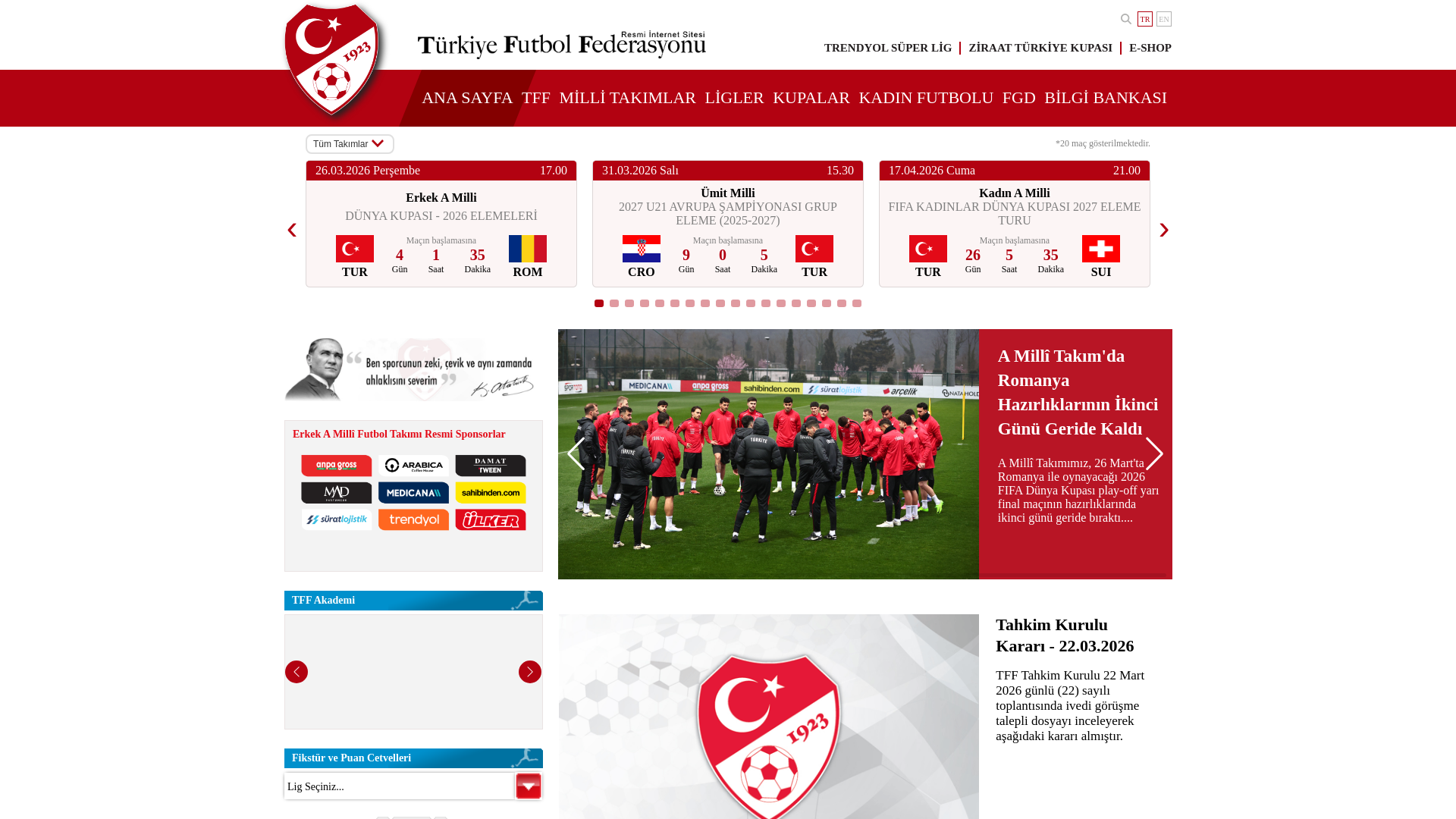 website screenshot of https://www.tff.org