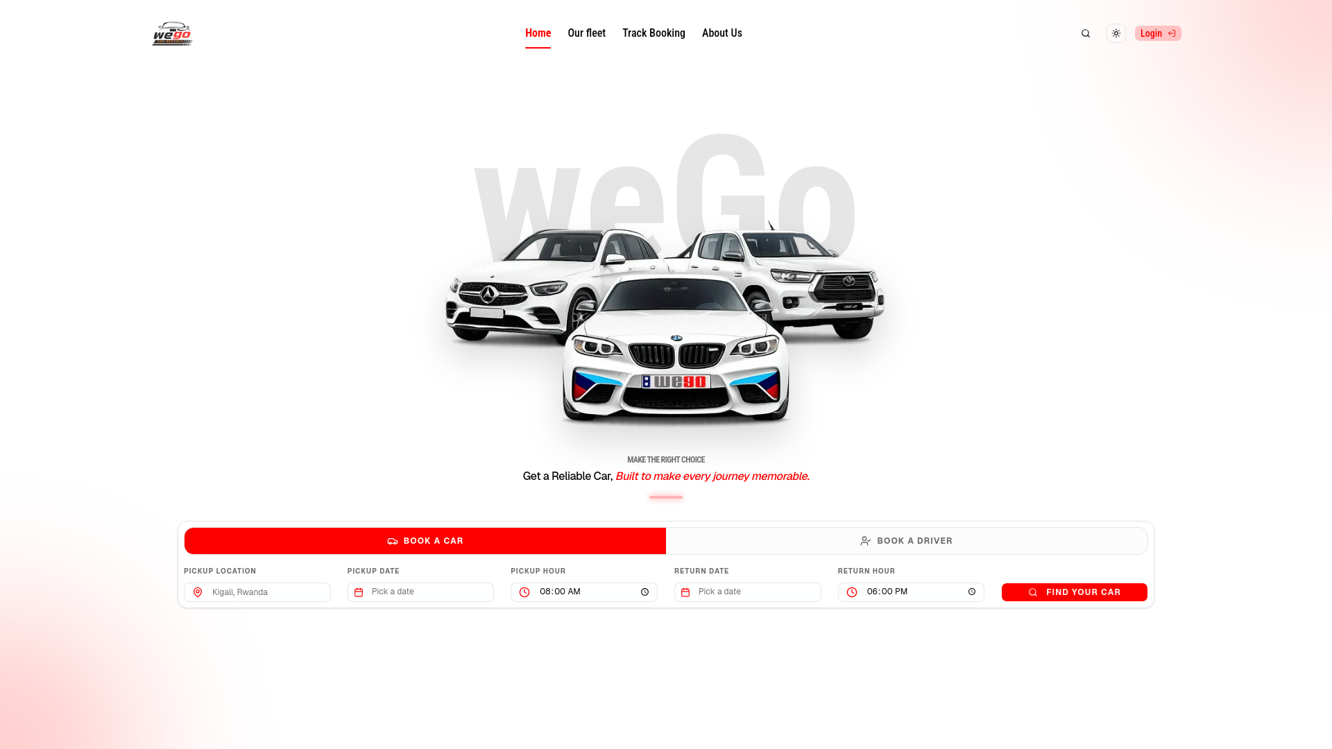 website screenshot of https://wegocarrentals.rw