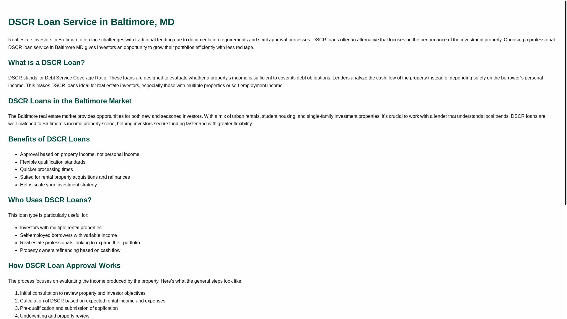 website screenshot of https://dscr-loan-service-baltimore.pages.dev/
