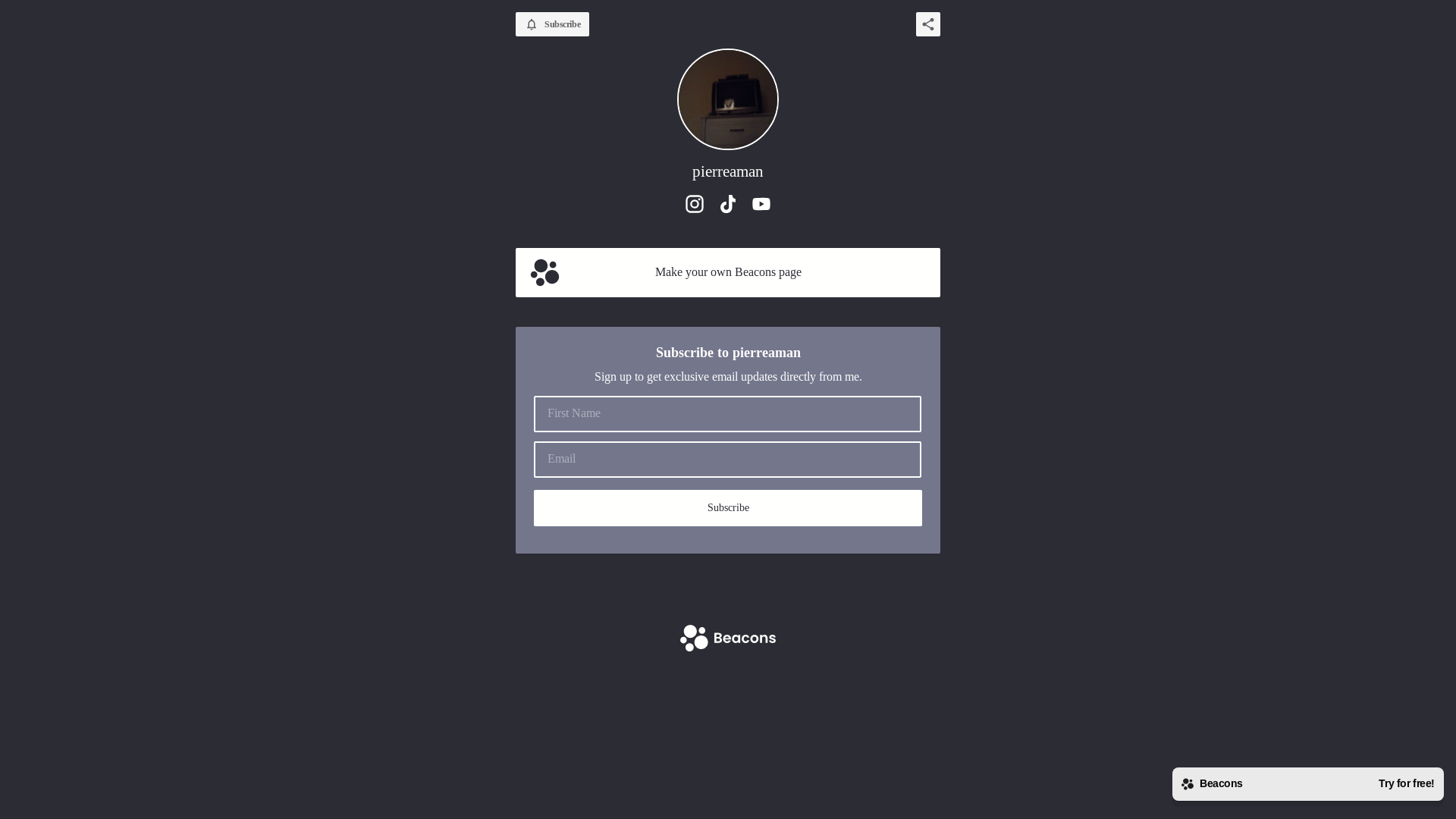 website screenshot of https://pierreaman.com/