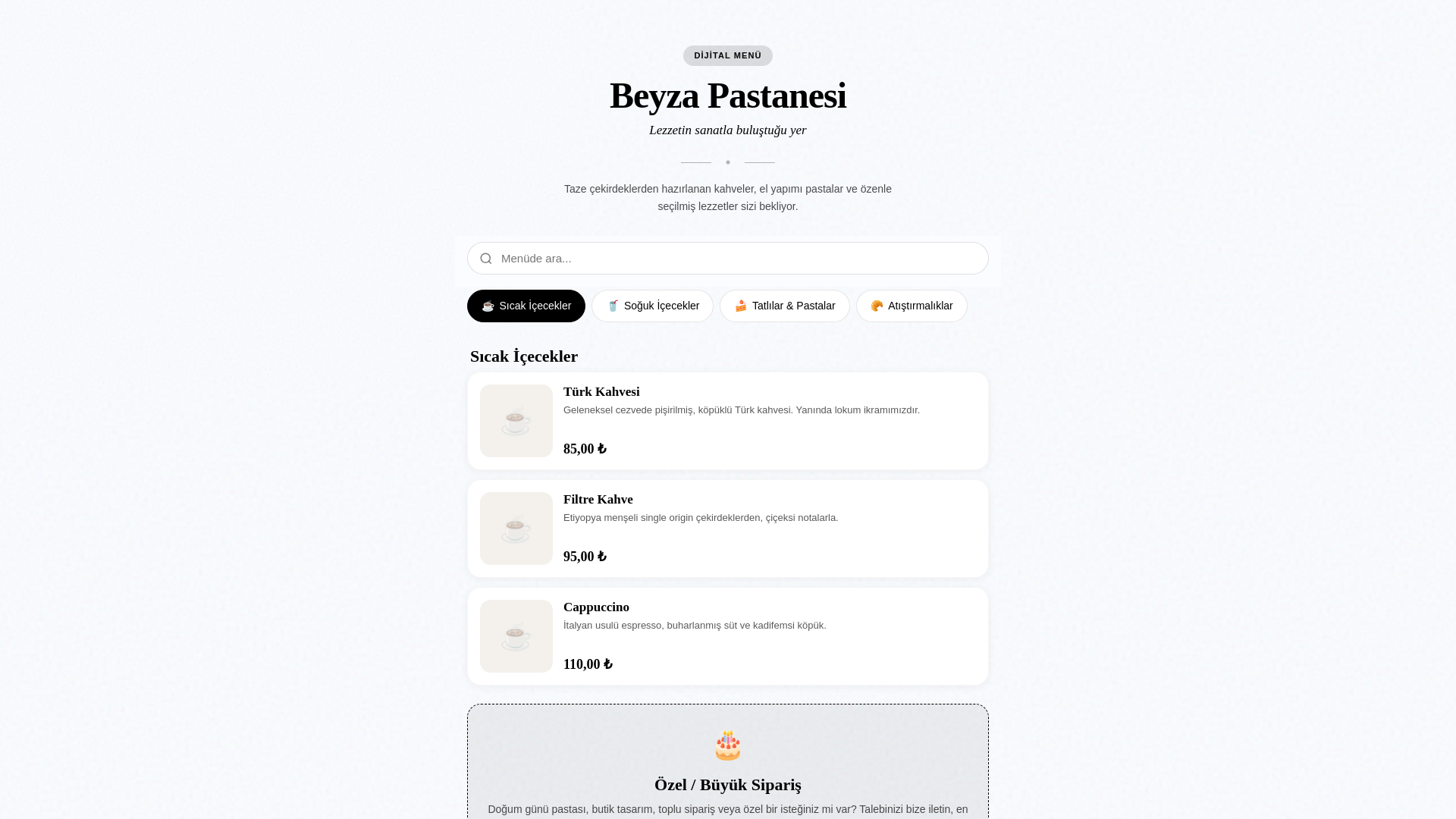 website screenshot of https://beyzapastanesi.shop/