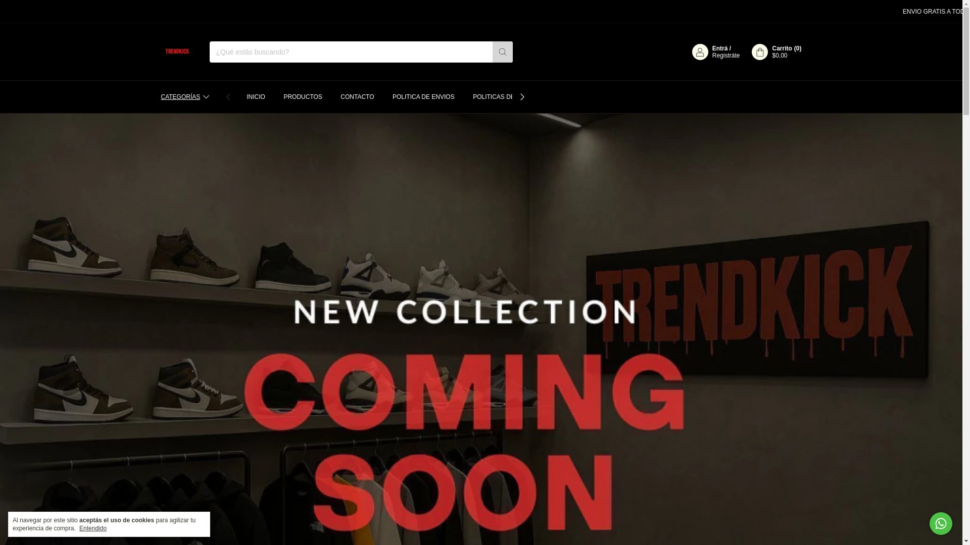 website screenshot of https://treendkick.com/