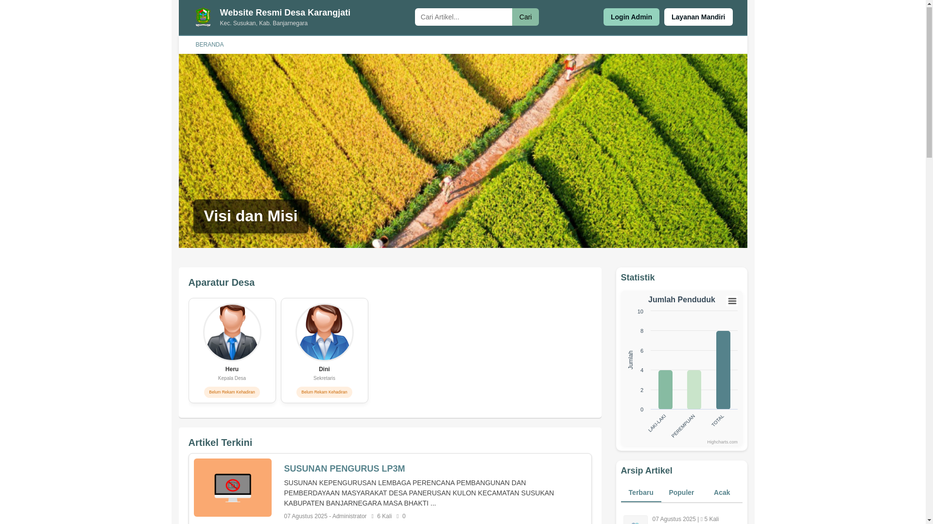 website screenshot of https://karangjati-banjarnegara.desa.id/