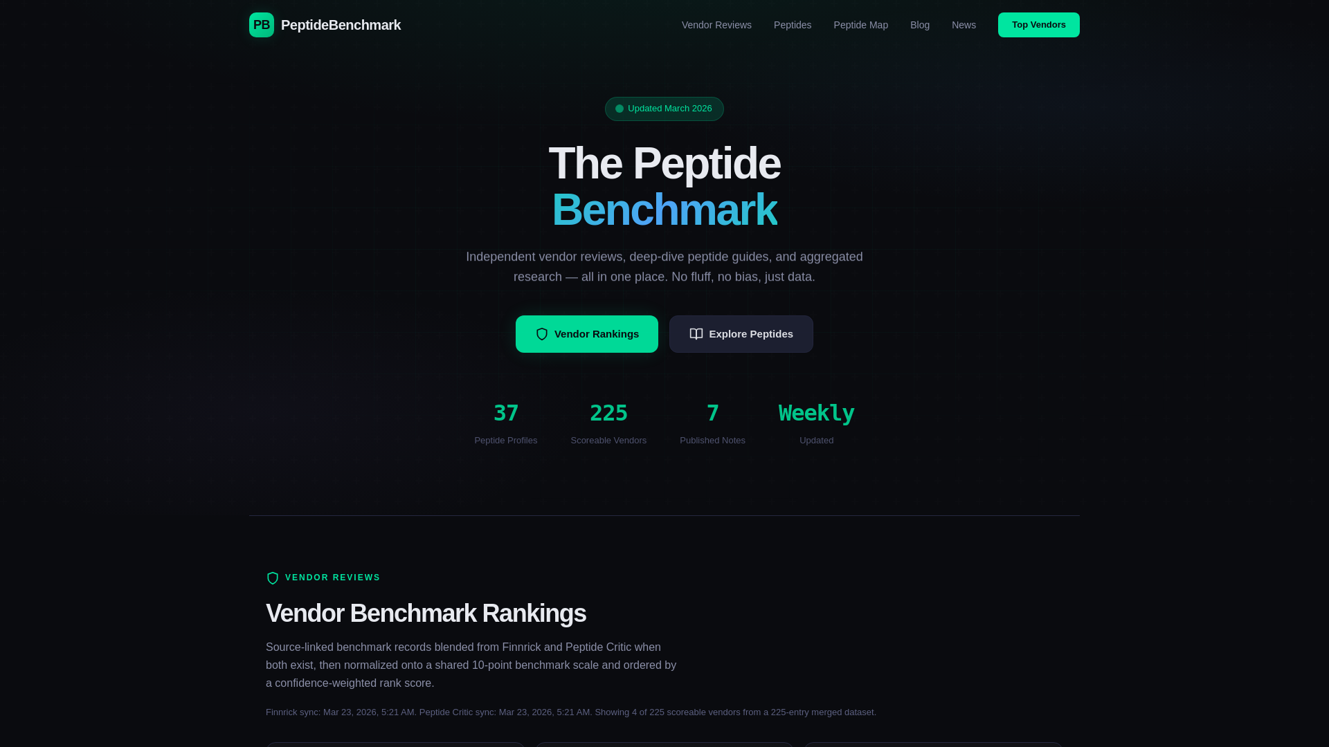 website screenshot of https://peptidebenchmark.com/