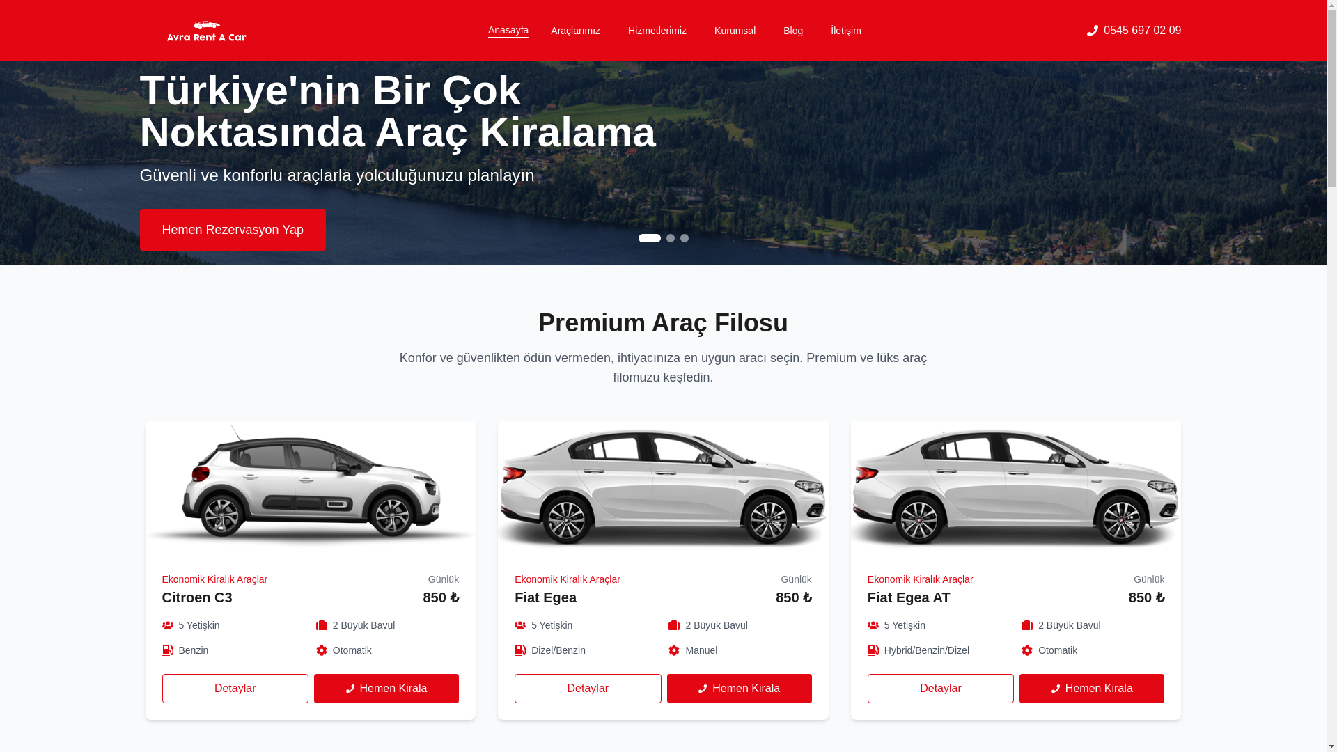 website screenshot of https://avrarentacar.pages.dev/