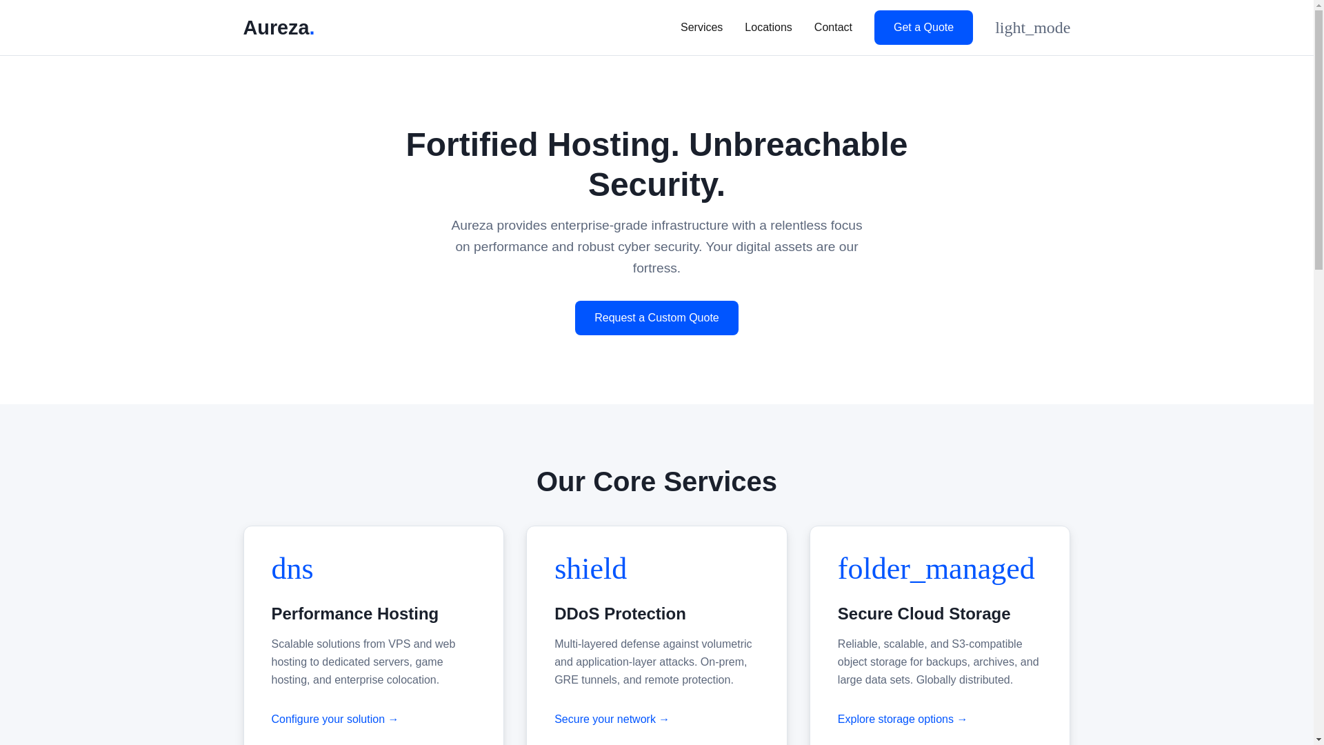 website screenshot of https://aureza-website.pages.dev/