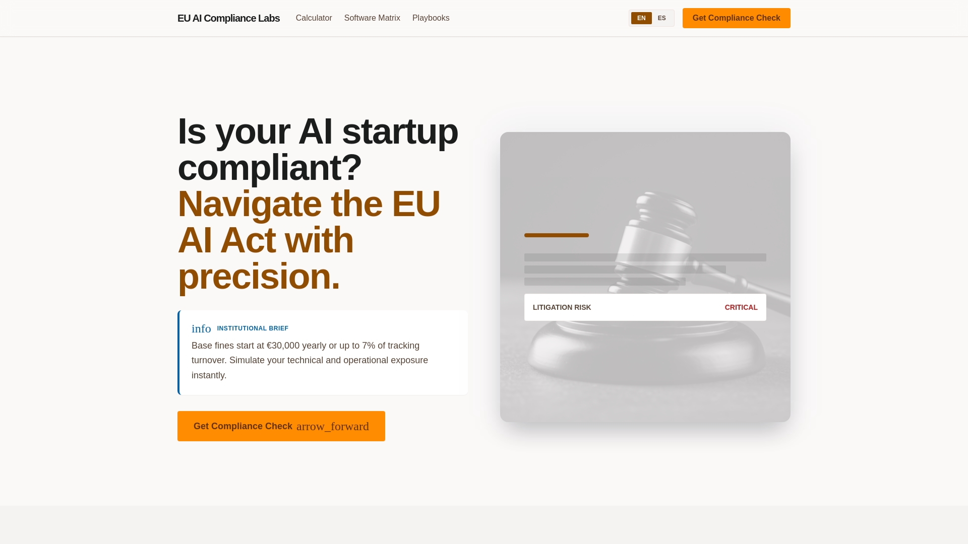 website screenshot of https://eu-ai-compliance-labs.pages.dev/