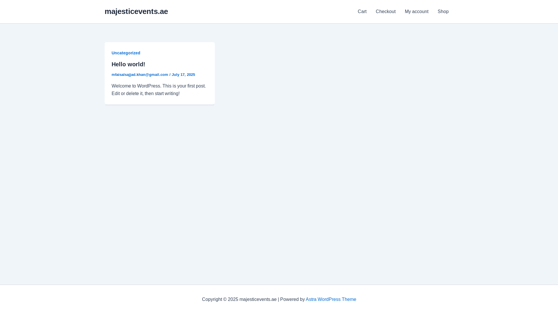 website screenshot of https://majesticevents.ae/