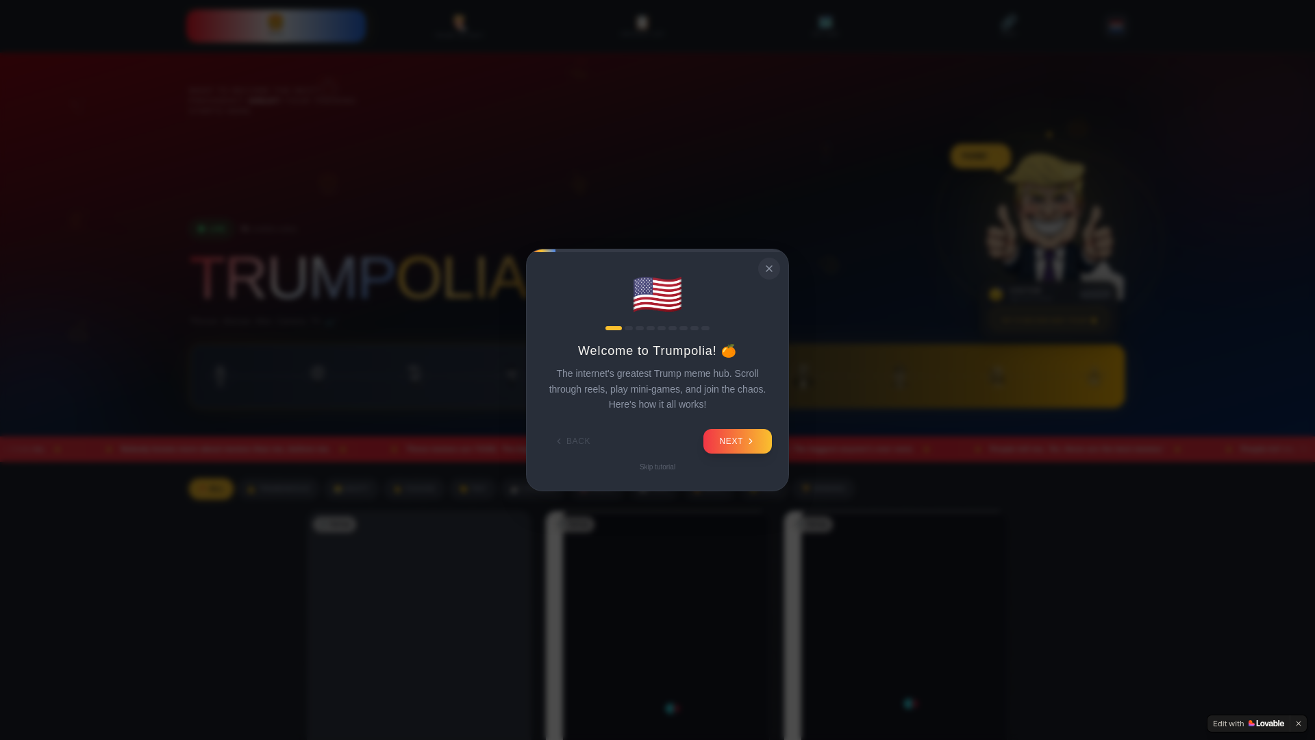 website screenshot of https://trumpolia.com/