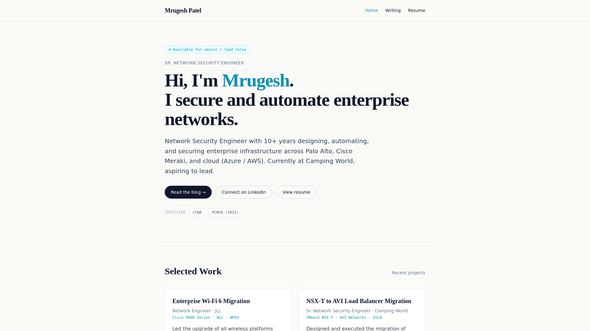 website screenshot of https://mrugeshpatelnetworks.com/