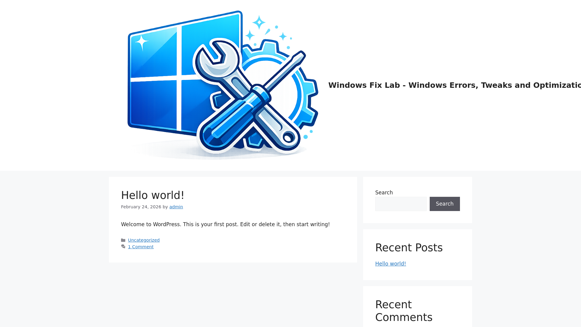 website screenshot of https://windowsfixlab.com/