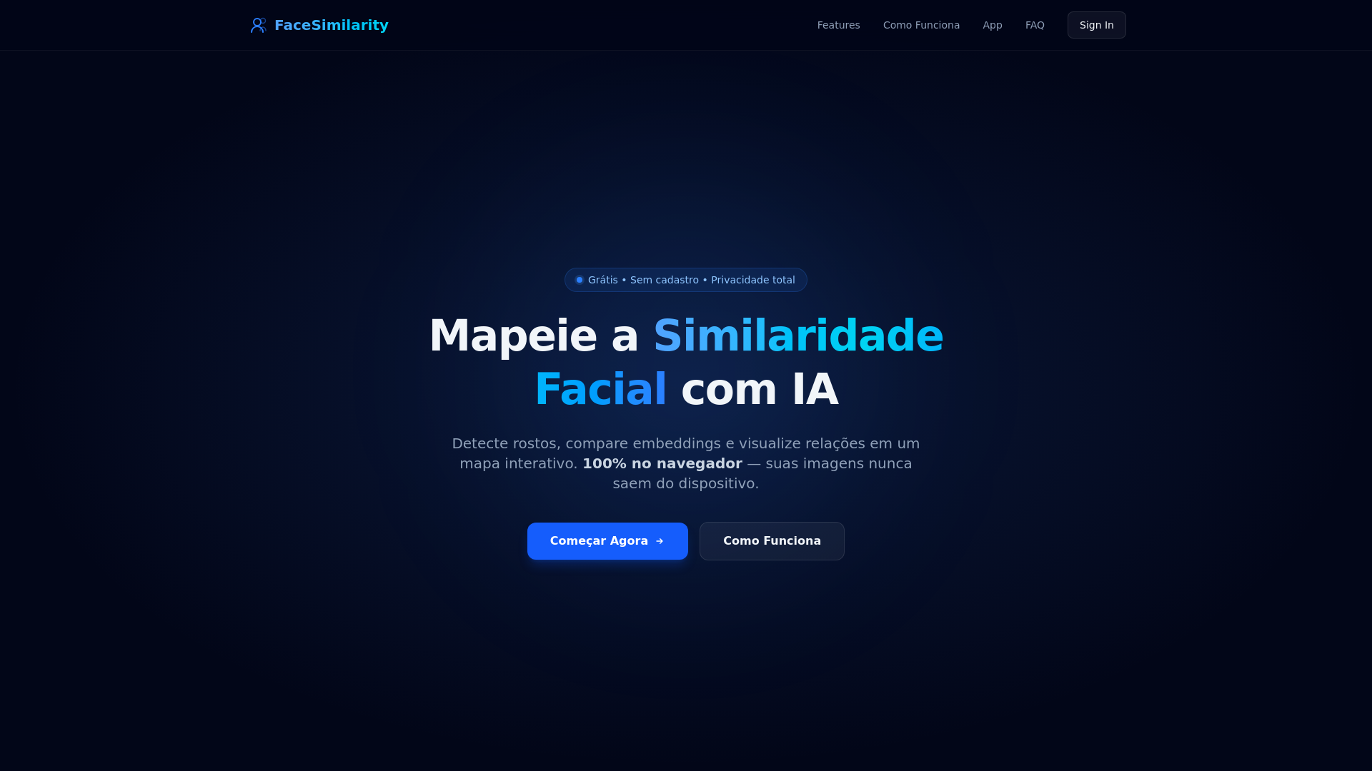 website screenshot of https://facesimilarity.com.br