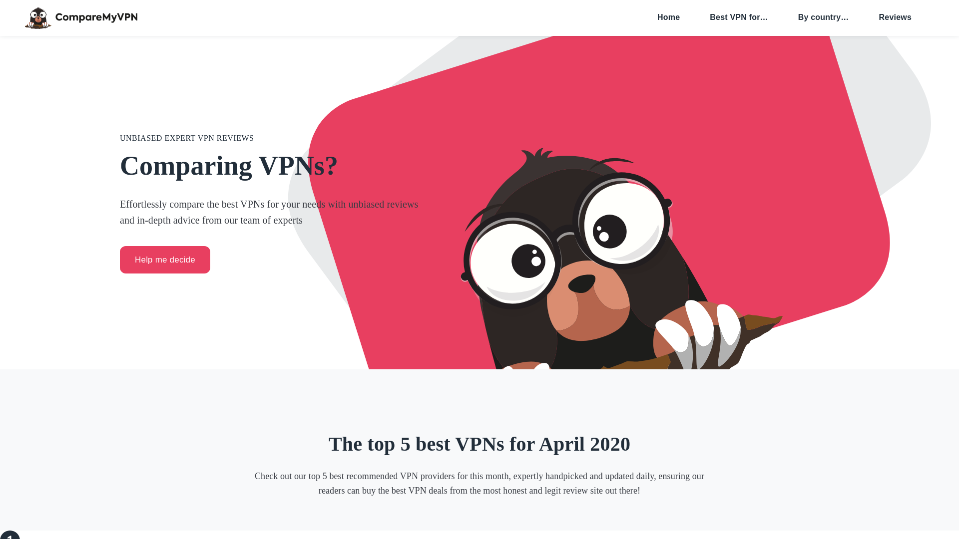 website screenshot of https://staging2.comparemyvpn.com
