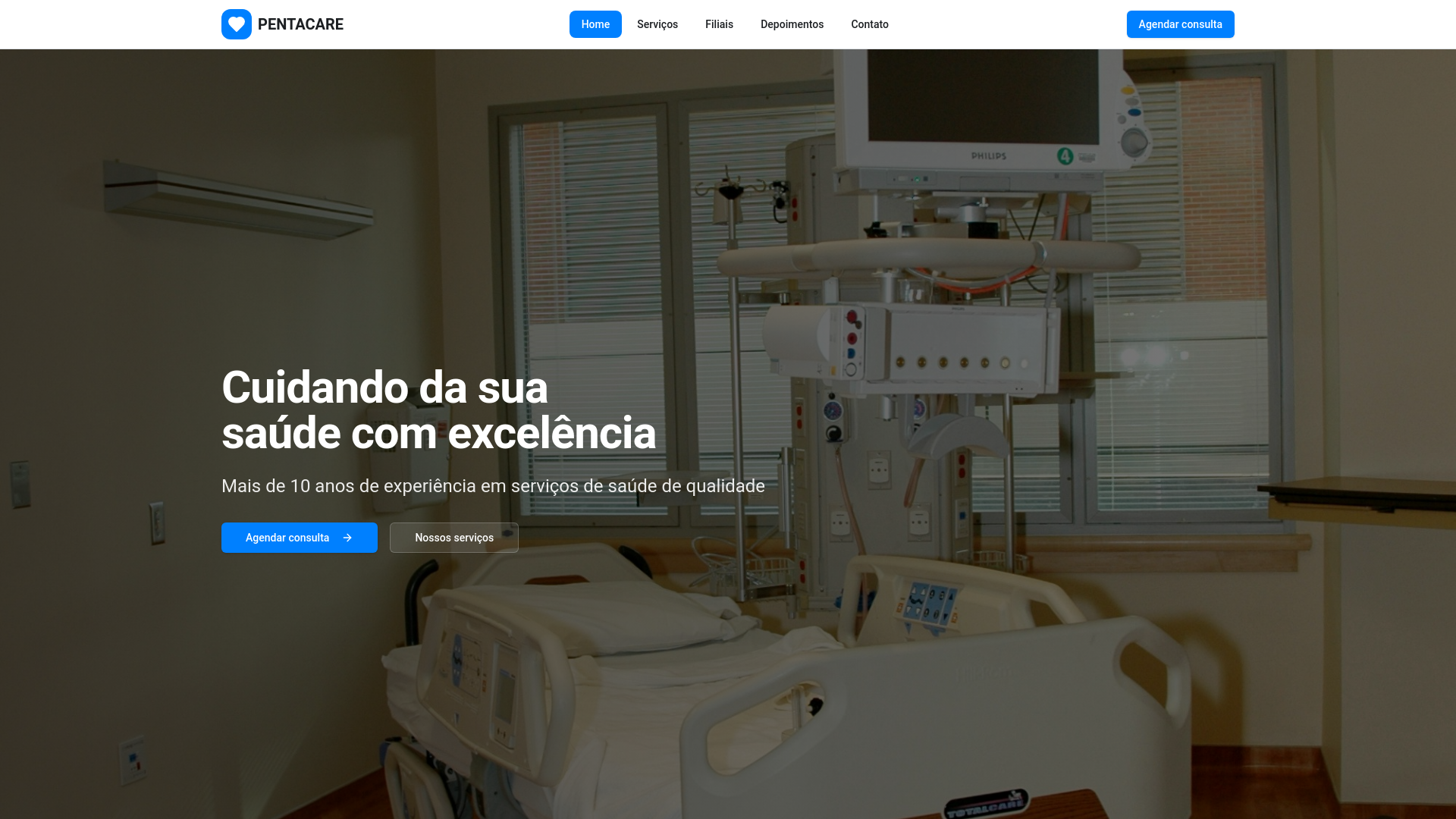 website screenshot of https://pentacare.com.br/