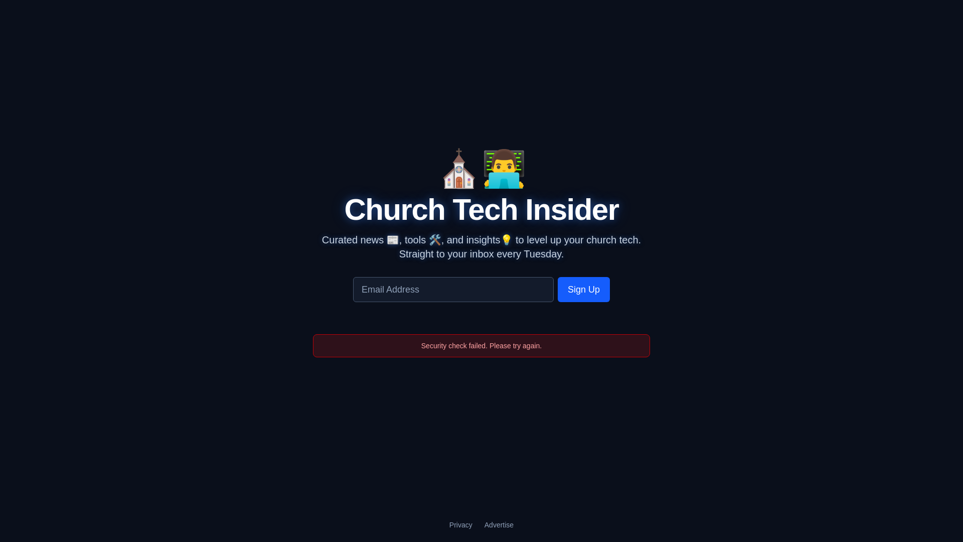 website screenshot of https://church-tech-insider-lander.pages.dev/
