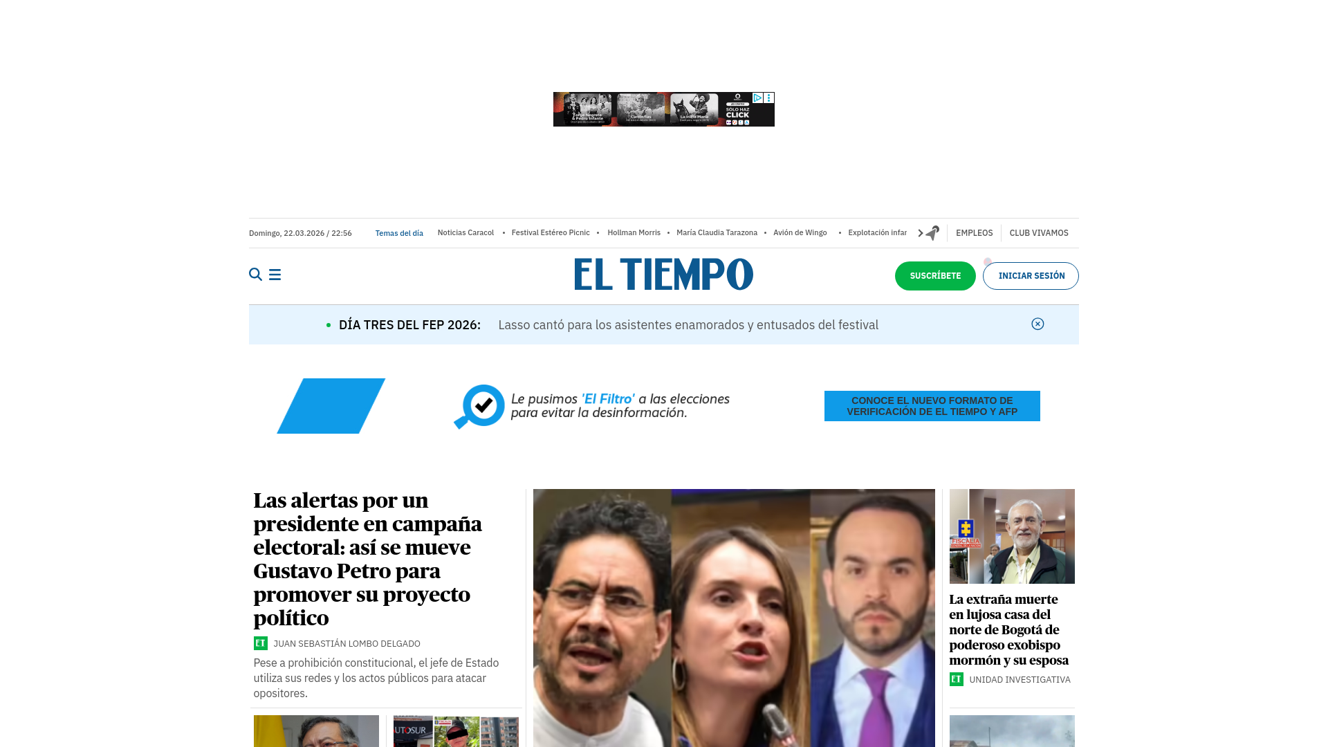 website screenshot of https://www.eltiempo.com
