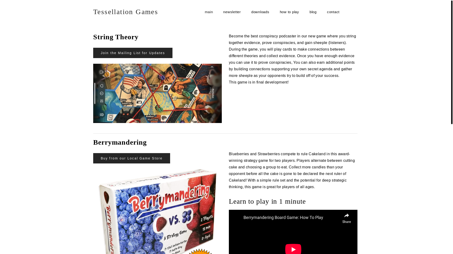 website screenshot of https://tessellation.games/