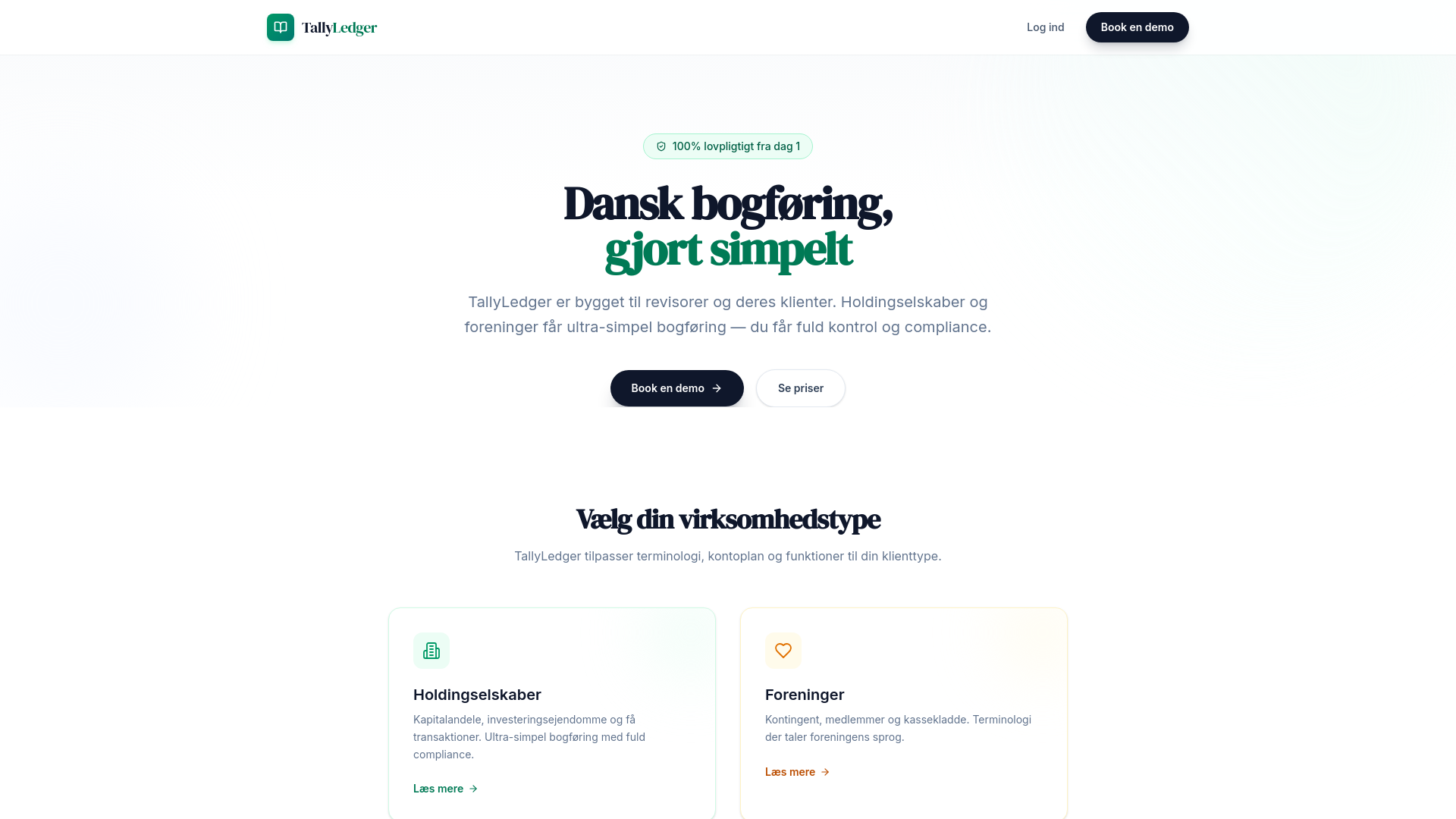 website screenshot of https://tallyledger.dk/