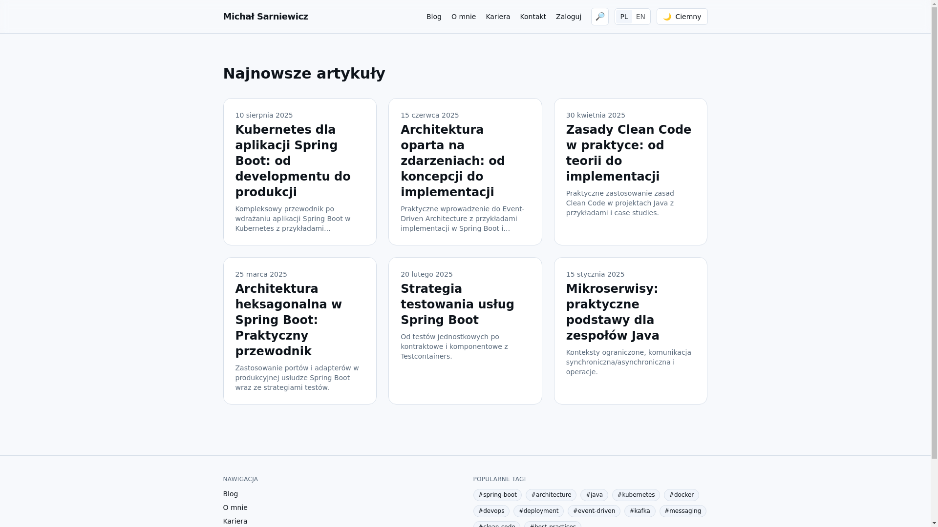 website screenshot of https://sarniewicz.pl/