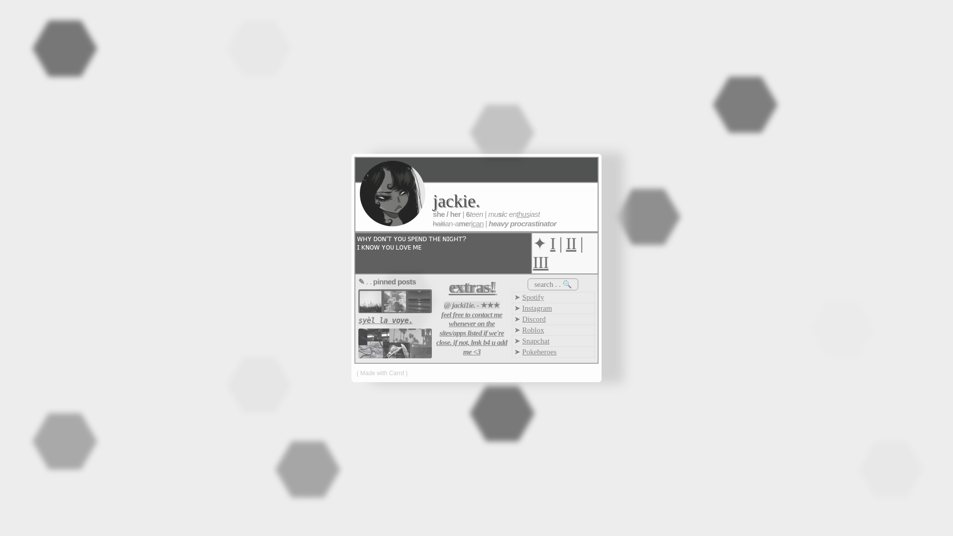 website screenshot of https://jacki1ie.carrd.co/