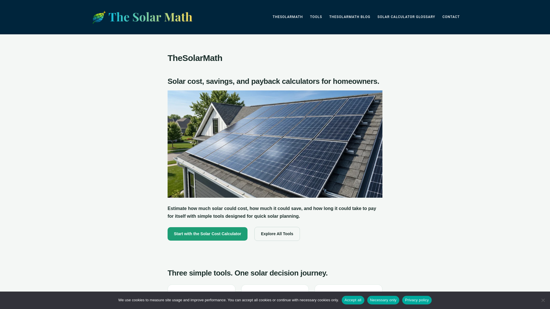 website screenshot of https://thesolarmath.com